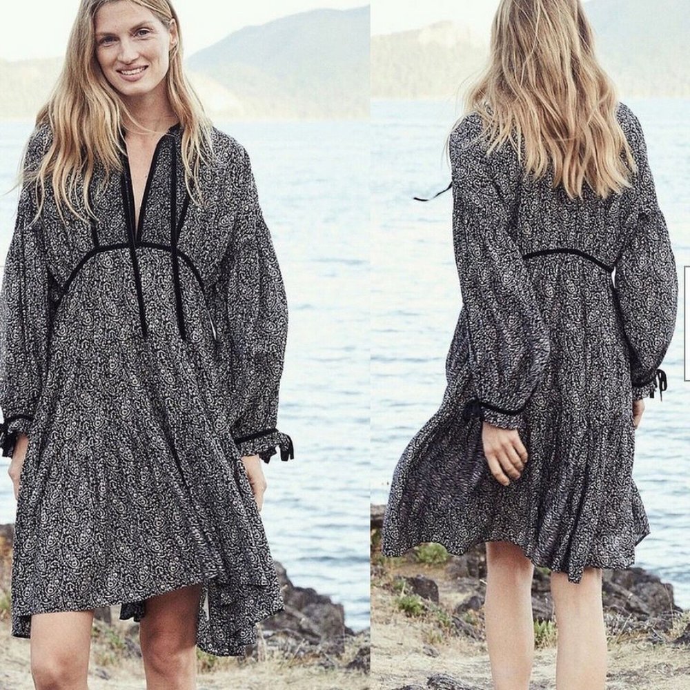 Like New - Size S - Doen Azalea Dress in Black Paisley Floral